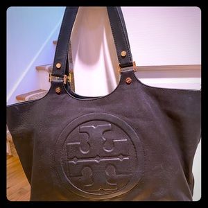 Tory Burch Black Leather logo tote
